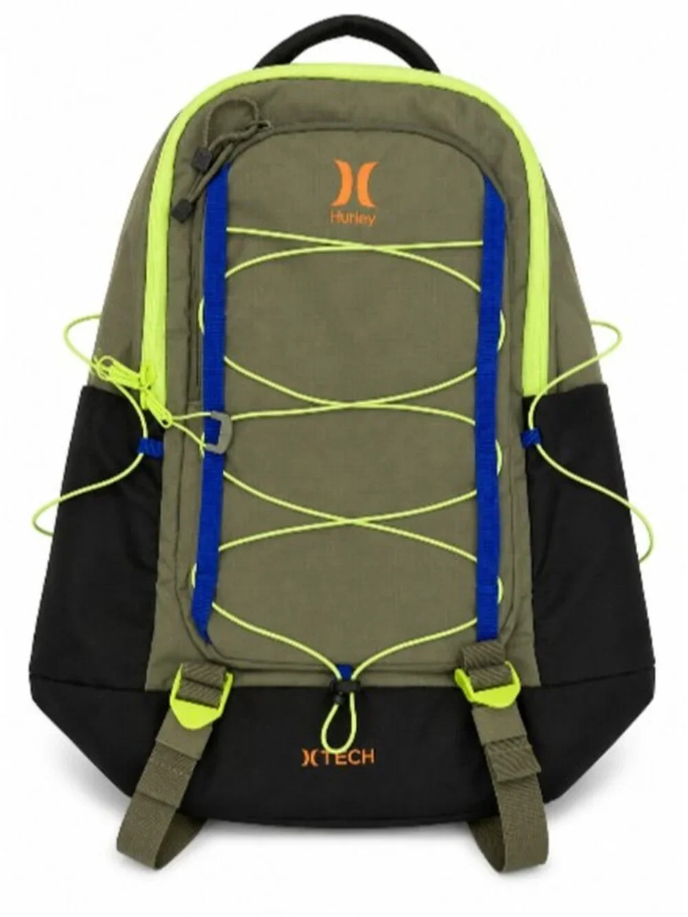 Hurley Terrain Backpack Army Green Neon Blue 26.8L Laptop Bag NWOT